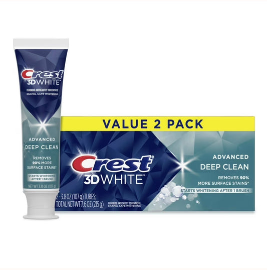 Crest 3D White Advanced Deep Clean Toothpaste - Value Twin Pack